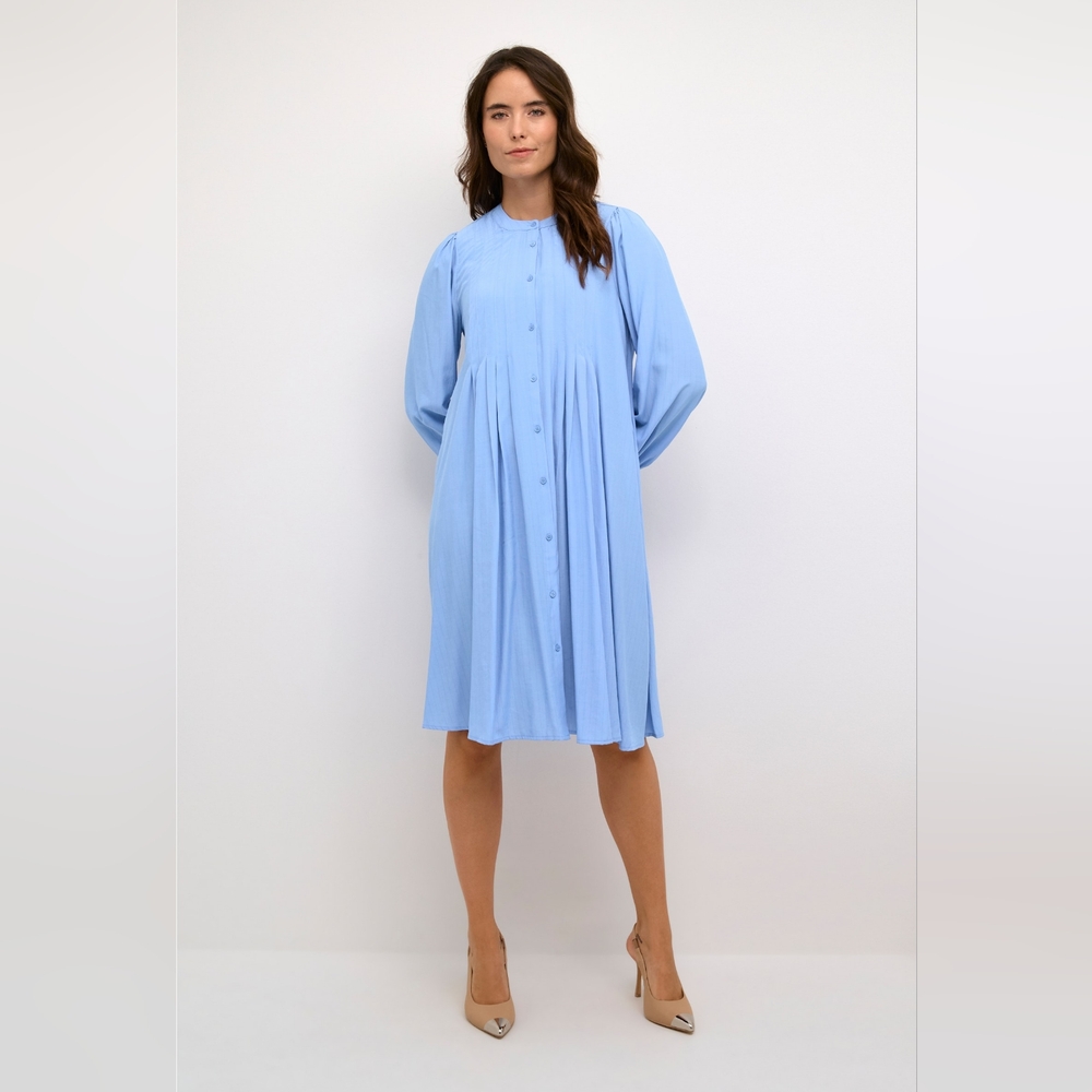 Kaffe Elegant Blue Button-Up European Shirt Dress
